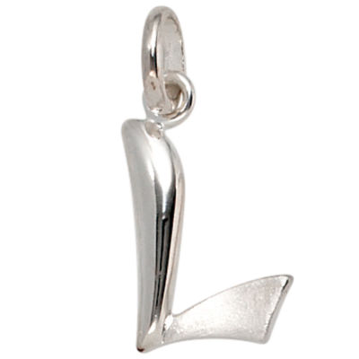 NKlaus Ciondolo Lettera T In Argento 925, Rodiato E Semi-Opaco, 15x10 Mm (13662)