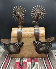 High Quality Spanish Style Spurs With Sterling Concho Straps Signed JWP