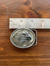 1984 Bergamot Brass Works Eagle Belt Buckle Made in USA Brushed Silver Tone
