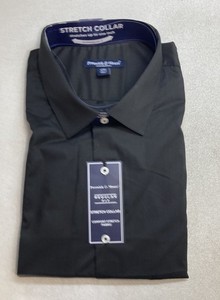 Preswick & Moore Men's Black Dress Shirt Regular Fit Stretch Collar NWT Sz 2X