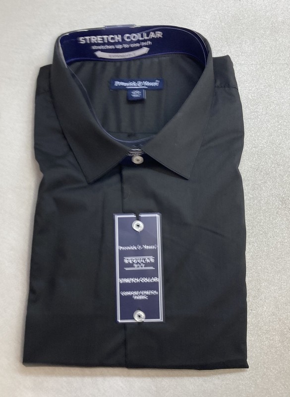 Preswick & Moore Men's Black Dress Shirt Regular Fit Stretch Collar NWT Sz 2X