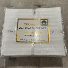 2800 Series Deep Pocket 4 Piece Sheet Set California Cal King Size White Organic