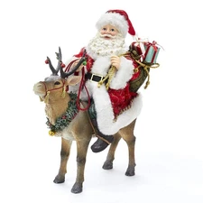 Kurt Adler Kurt S. Adler 11.5-Inch Fabrich√© Reindeer Santa, Multi