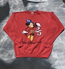 Vintage Walt Disney World 25th Anniversary Mickey Mouse Crewneck Red 90s