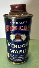 Red Cap Window Wash TIN Can Winthrop, MA C. M. Kimball Antique Automotive