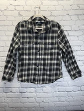Rainforest Flannel Shirt Womens XL Gray Multi Plaid Brushed Thick Cotton