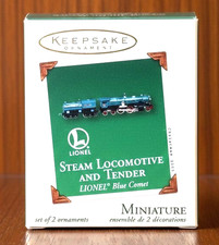 Vintage Hallmark Lionel Train Ornaments BLUE COMET Steam Locomotive  Tender NOS