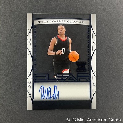 2023 Leaf Trinity #CA-TWJ TyTy Washington Jr. Rookie Auto Clear Blue /30