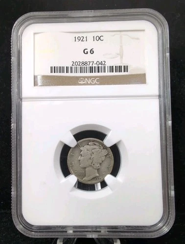 1921 10c Mercury Silver Dime NGC G 6 #5800
