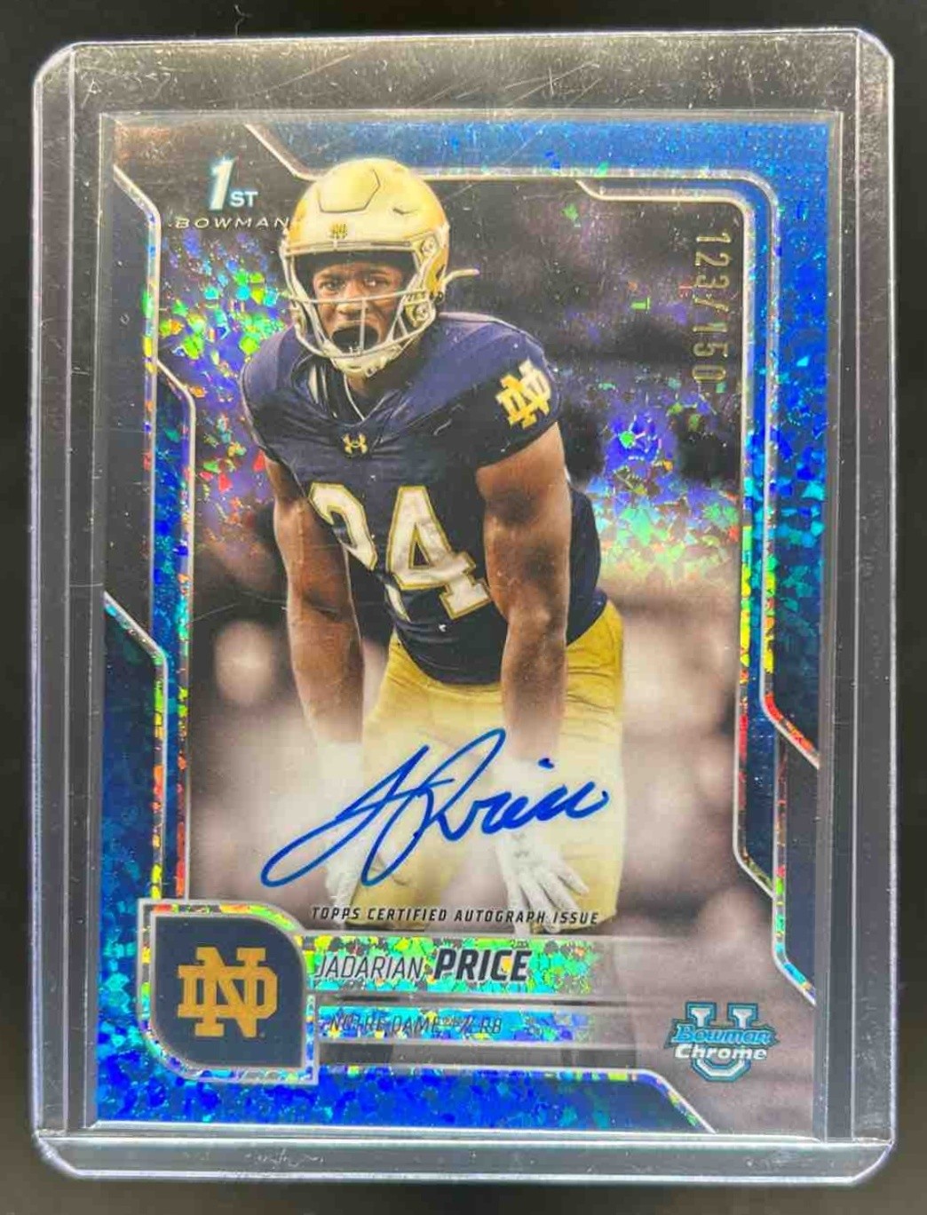 2025 Bowman Chrome U Jadarian Price Auto 1st Blue Mini-Diamond Refractor #/150