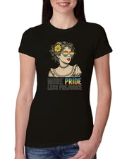 More Pride Less Prejudice LGBT Pride Month Rainbow Womens Slim Fit Junior Tee