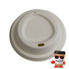 1,000/2,000 x 'Bagasse' 12oz/2Go Sugarcane Cup Lids in White