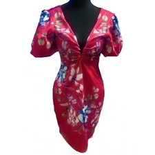 GORGEOUS GUESS FLORAL PUFF SLEEVE MINI DRESS - PINK - 4