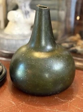 Original Antique 1600s Dutch "Onion"-style Blown Glass Rum Bottle from Shipwreck