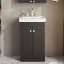 Nuie Classique Floor Standing 2-Door Vanity Unit with Basin 500mm Wide Satin Ant