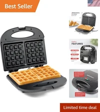 Maxi-Matic Compact 2-Slice Electric Nonstick Belgian Waffle Maker in Black