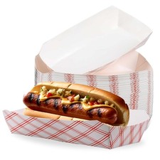 7" Paper Hot Dog Trays- Pack of 50Ct