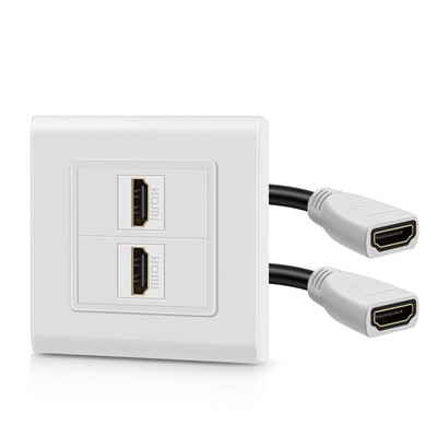 TNP HDMI Wandplatte - Dual (2 Port) Steckdose Stecker Buchse 3 Meter, weiß 