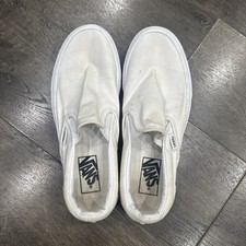 VANS Classic Slip-On White Canvas Low Top Slip-On Sneakers Rubber Outsole size 8