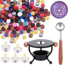 Wax Seal Kit Melt Stamp Melter with Melting Spoon 100pcs Sealing Beads 5pcs C...