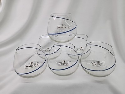 Vintage MCM Martell Cognac Snifter Roly Poly Balloon Glasses Set Of 6