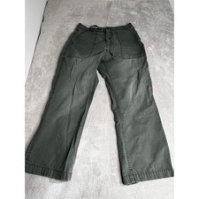 Vintage American Eagle Women Cargo Pants Button Fly Olive Green Wide Leg Size M