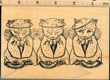 Large Cat Angels rubber stamp WM halo kitten wings praying row Write Impressions
