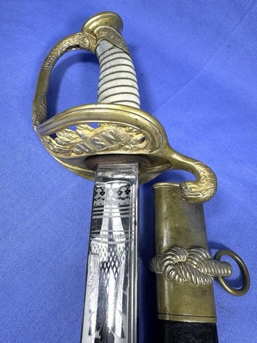 VERY NICE US CIVIL WAR M1852 NAVAL OFFICERS SWORD w SCABBARD-PDL US NAVY
