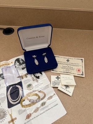 Camrose & Kross Jacqueline Kennedy Crystal Waterfall Earrings NEVER WORN RARE