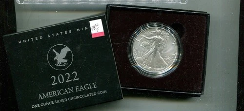 2022 W $1 AMERICAN SILVER EAGLE 1 OUNCE BURNISHED COIN ORIGINAL BOX + COA 6882T