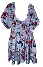 Pep&Co Women’s Floral Smocked Smock Dress/long top plus size 22 Off shoulder
