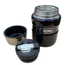 Thermos Stainless Steel 16oz Insulated  Black Food Jar with Folding Spoon