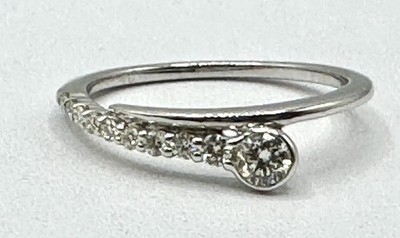 0,25 ct NATÜRLICHER DIAMANT Kay Juwelier Meilenstein Bypass Bandring 14k Weißgold