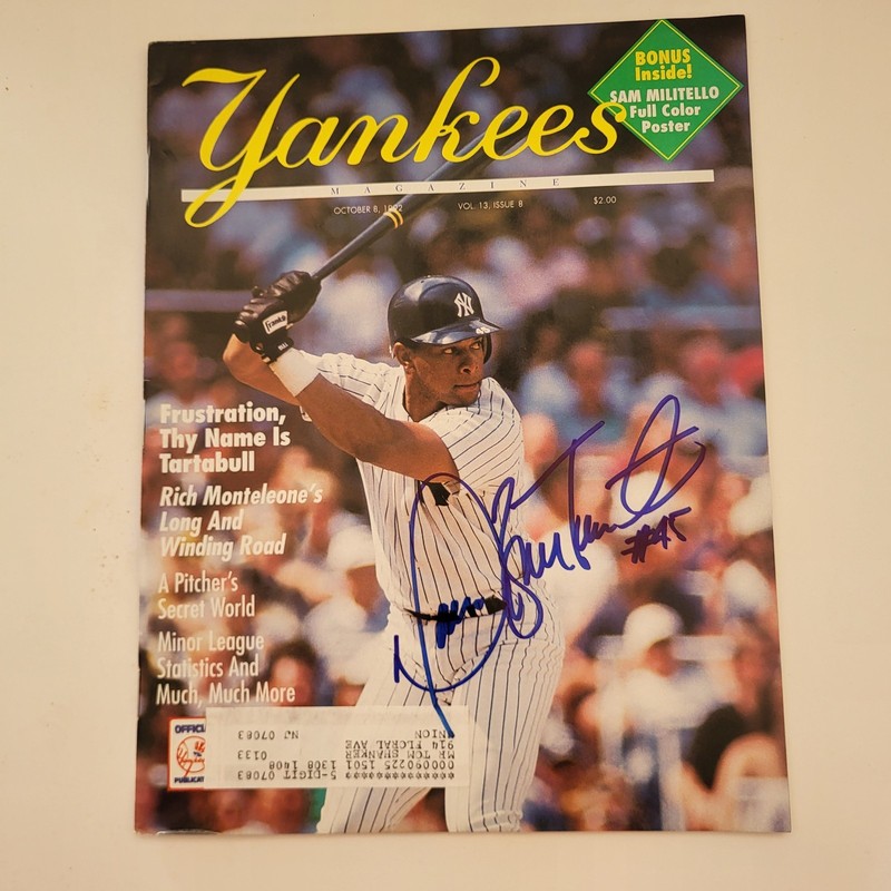 NY Yankees Danny Tartabull Signed Yankees Magazine 10/8/1992