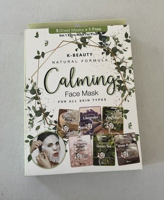 K-Beauty Calming Face Masks~Pack of 6 Natural Formula For All Skin Types~NEW!
