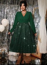 BNWOT Gorgeous Green Mesh Midi Dress, Size 16, Party!