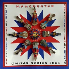 MANCHESTER UK BUILDINGS GUITAR SERIES 2003 COMPLETE SET Hard Rock Cafe 9 PINS LE
