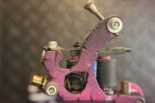 Hand-made Tattoo Machine pink and black carved with RCA adapter Shader