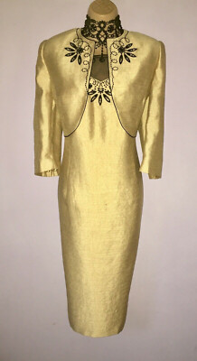 ELEGANTES JACQUES VERT KLEID BOLERO JACKE OUTFIT UK 18   BRAUTMUTTER