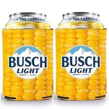 Busch Light Beer 'For the Farmers' CORN COB Can Cooler - 2 Pack Coolie
