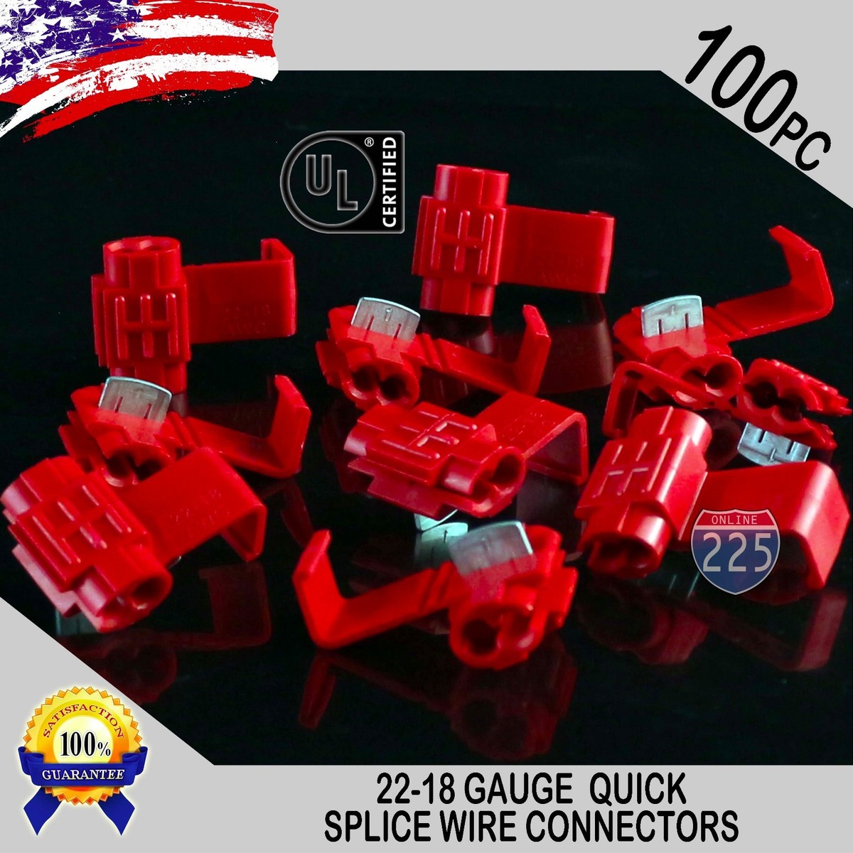 100 Pack 22-18 Gauge Red Quick Splice Tap Wire Connectors Install
