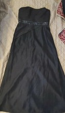 Davids Bridal Black Taffeta  Prom Formal Floor Length Gown Sz 12 Strapless Dress