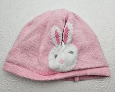 Gymboree 2016 Baby Girls Size 3-6 Months Cotton Knit Pink Bunny Beanie Hat Cap