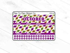 1010-4C October 8.5X11 Monthly View Planner Stickers.