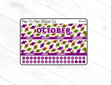 1010-4C~~October 8.5X11 Monthly View Planner Stickers.