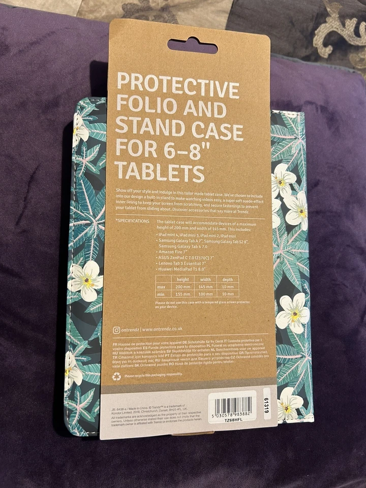 Trendz Folio Case for 6-8 Inch Tablet with Smart Flexible Stand & Floral Design - Image 2 of 3