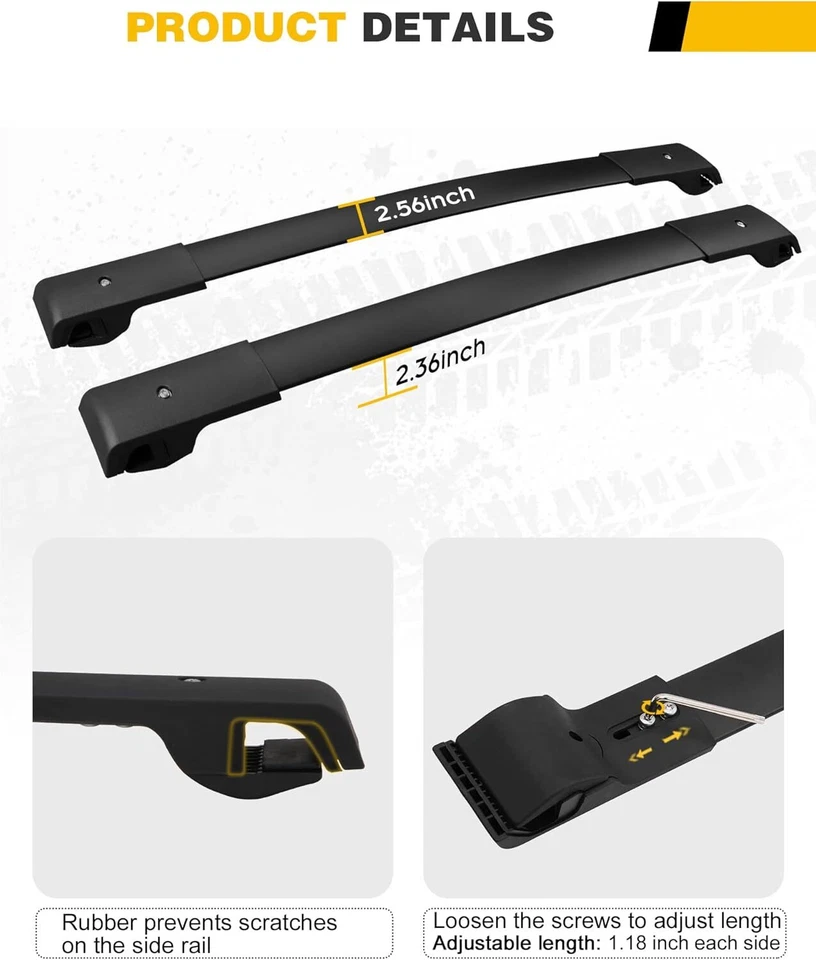 2 piezas barras transversales negras para rieles de techo Mercedes Benz GLK 2009-2015 Foto 2 de 4