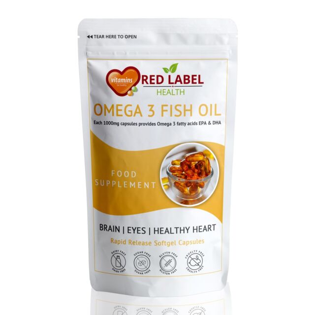 Omega 3 Fish Oil 1000mg - 30 Capsules High Strength Fatty Acids Plus EPA & DHA