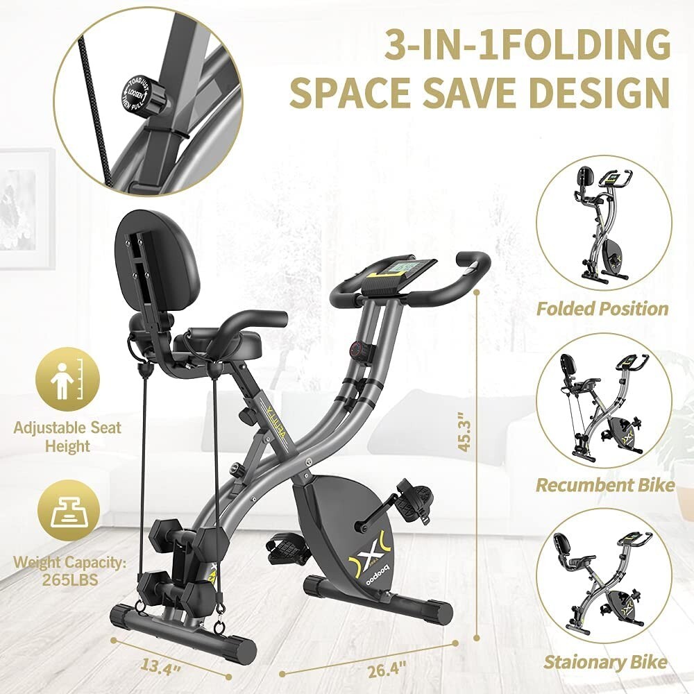 Indoor 3 In 1 Upright Exercise Bike X-bike Stationary Bike Cardio Workout Bike