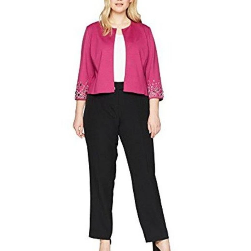 "ANNE KLEIN" ORCHID EMBELLISHED 3/4 SLEEVES PLUS SIZE JACKET BLAZER SIZE: 1X NWT - Image 2 of 3